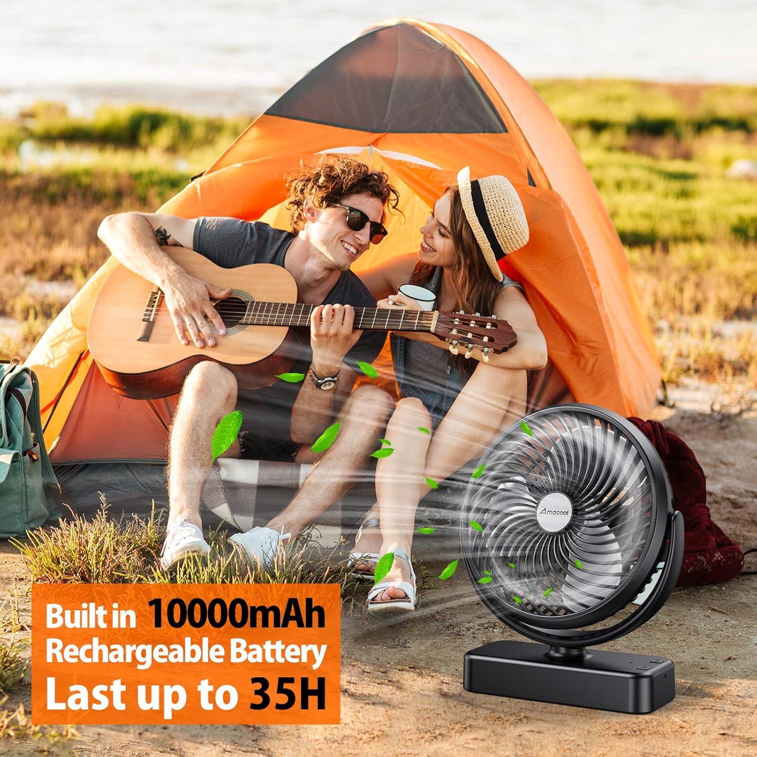 imagePortable Camping Fan with LED Lantern 40H Work Time Rechargeable Battery Operated Fan with Hanging Hook for Tent Car RV Hurricane Emergency Outages Survival Kit7