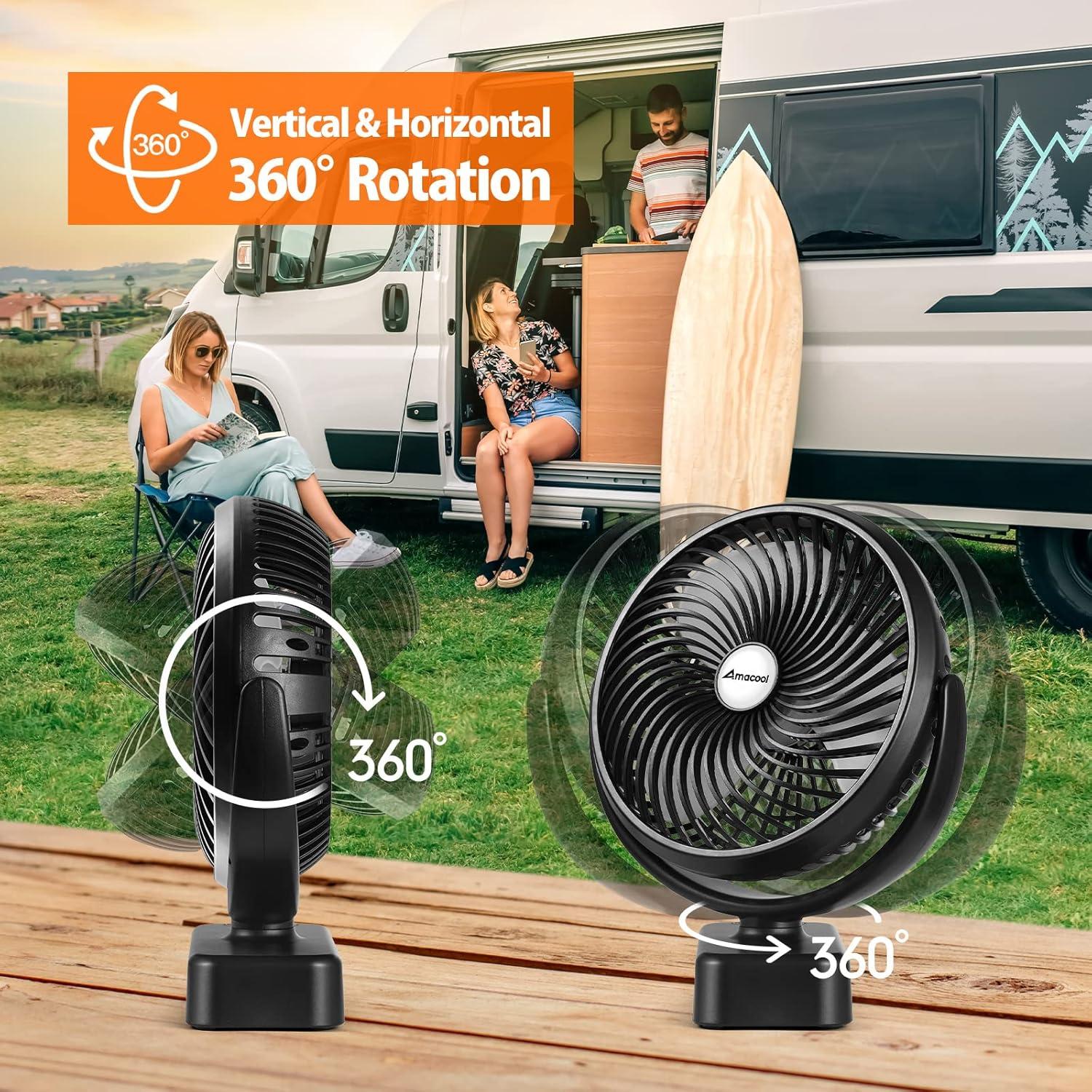 imagePortable Camping Fan with LED Lantern 40H Work Time Rechargeable Battery Operated Fan with Hanging Hook for Tent Car RV Hurricane Emergency Outages Survival Kit7