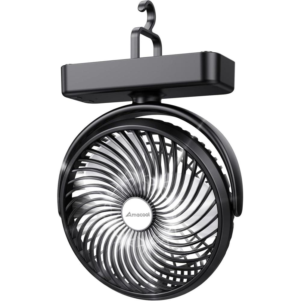 imagePortable Camping Fan with LED Lantern 40H Work Time Rechargeable Battery Operated Fan with Hanging Hook for Tent Car RV Hurricane Emergency Outages Survival Kit7
