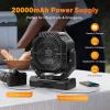 image40000mAh Rechargeable Camping Fan Battery Operated Fan with Light ampamp Remote 12quot Portable Outdoor Fan Auto Oscillating Battery Powered Floor Fan for Tent RV Car Travel Jobsite Hurricane Power OutagesBlack