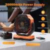 image40000mAh Rechargeable Camping Fan Battery Operated Fan with Light ampamp Remote 12quot Portable Outdoor Fan Auto Oscillating Battery Powered Floor Fan for Tent RV Car Travel Jobsite Hurricane Power OutagesOrange