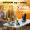 image40000mAh Rechargeable Camping Fan Battery Operated Fan with Light ampamp Remote 12quot Portable Outdoor Fan Auto Oscillating Battery Powered Floor Fan for Tent RV Car Travel Jobsite Hurricane Power OutagesMilitary Green