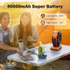 image40000mAh Rechargeable Camping Fan Battery Operated Fan with Light ampamp Remote 12quot Portable Outdoor Fan Auto Oscillating Battery Powered Floor Fan for Tent RV Car Travel Jobsite Hurricane Power OutagesOrange