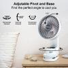 imageAMACOOL Desk Fan Quiet Small Desktop Table Fans  30Hrs Running 270Tilt 90Oscillating Easy to Clean USB Fans Smart Display Rechargeable Portable Fan for Home Office Bedroom Travel CampingWhite