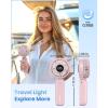 imageAMACOOL Handheld Fan Foldable 5000mAh Rechargeable Hand Fans with Powerful Cooling 4 Speeds LED Display Portable Fan for TravelConcertsMakeupLashOutdoor EventsGifts WomenPink