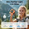 imageAMACOOL Mini Portable Waist Fan Clip on 13000RPM 4Speeds Personal Neck Fans Up to 24H Battery Life Rechargeable Wearable Shirt Belt Fan for Outdoor Work Jobsite Travel Camping Gifts for MenOrange