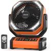 imageCamping Fan with Light 20000mAh Rechargeable Battery Operated Fan 112H Max Cooling Time 8 Speeds Digital Display Remote Control 270Pivot with Hook for Tent Car RV Power Outage HurricaneOrange