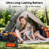 imageCamping Fan with Light 20000mAh Rechargeable Battery Operated Fan 112H Max Cooling Time 8 Speeds Digital Display Remote Control 270Pivot with Hook for Tent Car RV Power Outage HurricaneOrange
