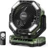 image40000mAh Rechargeable Camping Fan Battery Operated Fan with Light ampamp Remote 12quot Portable Outdoor Fan Auto Oscillating Battery Powered Floor Fan for Tent RV Car Travel Jobsite Hurricane Power OutagesMilitary Green