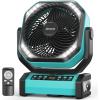 imageCamping Fan with Light 20000mAh Rechargeable Battery Operated Fan 112H Max Cooling Time 8 Speeds Digital Display Remote Control 270Pivot with Hook for Tent Car RV Power Outage HurricaneBlue