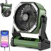 imageCamping Fan with Light 20000mAh Rechargeable Battery Operated Fan 112H Max Cooling Time 8 Speeds Digital Display Remote Control 270Pivot with Hook for Tent Car RV Power Outage HurricaneGreen