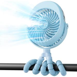 image4000mAh Portable Stroller Fan with Mist Rechargeable Mister Fan with Water Spray 270Pivoting Flexible Tripod Clip on Mist Cooling Fans for Disney Travel Beach Outdoor Car Seat Treadmill Golf CartBlue