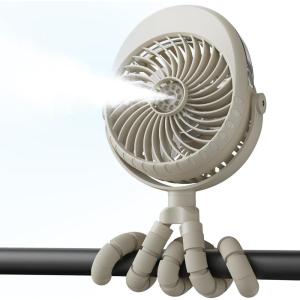 image4000mAh Portable Stroller Fan with Mist Rechargeable Mister Fan with Water Spray 270Pivoting Flexible Tripod Clip on Mist Cooling Fans for Disney Travel Beach Outdoor Car Seat Treadmill Golf CartGray