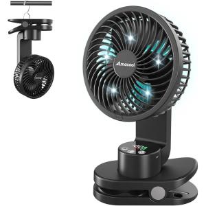 imageAMACOOL Desk Fan Quiet Small Desktop Table Fans  30Hrs Running 270Tilt 90Oscillating Easy to Clean USB Fans Smart Display Rechargeable Portable Fan for Home Office Bedroom Travel CampingBlack
