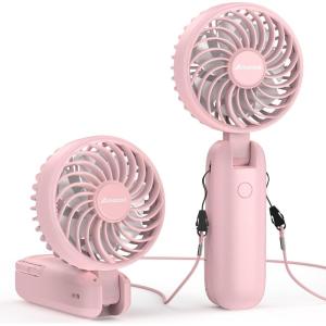 imageAMACOOL Handheld Fan Foldable 5000mAh Rechargeable Hand Fans with Powerful Cooling 4 Speeds LED Display Portable Fan for TravelConcertsMakeupLashOutdoor EventsGifts WomenPink