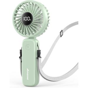 imageAMACOOL Handheld Fan Foldable 5000mAh Rechargeable Hand Fans with Powerful Cooling 4 Speeds LED Display Portable Fan for TravelConcertsMakeupLashOutdoor EventsGifts WomenGreen