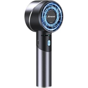 imageAMACOOL Portable Handheld Turbo Fan 17Hrs Runtime 4 Speeds Wind Cool Metal Body Rechargeable Battery Personal Fan Mini Pocket Fans for Girl Woman Man Travel Makeup Camping OutdoorBlack GreyBlack Grey