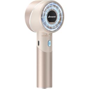 imageAMACOOL Portable Handheld Turbo Fan 17Hrs Runtime 4 Speeds Wind Cool Metal Body Rechargeable Battery Personal Fan Mini Pocket Fans for Girl Woman Man Travel Makeup Camping OutdoorBlack GreyBeige