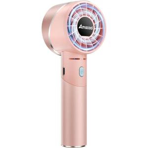 imageAMACOOL Portable Handheld Turbo Fan 17Hrs Runtime 4 Speeds Wind Cool Metal Body Rechargeable Battery Personal Fan Mini Pocket Fans for Girl Woman Man Travel Makeup Camping OutdoorBlack GreyPink