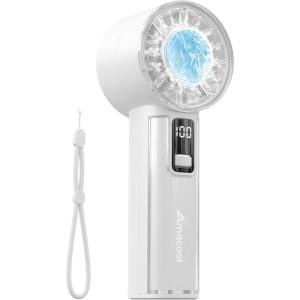 imageAMACOOL Portable Handheld Turbo Fan 17Hrs Runtime 4 Speeds Wind Cool Metal Body Rechargeable Battery Personal Fan Mini Pocket Fans for Girl Woman Man Travel Makeup Camping OutdoorBlack GreyWhite