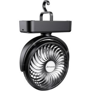 imagePortable Camping Fan with LED Lantern 40H Work Time Rechargeable Battery Operated Fan with Hanging Hook for Tent Car RV Hurricane Emergency Outages Survival Kit5