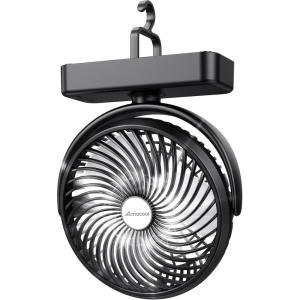 imagePortable Camping Fan with LED Lantern 40H Work Time Rechargeable Battery Operated Fan with Hanging Hook for Tent Car RV Hurricane Emergency Outages Survival Kit7
