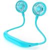imageAMACOOL Neck Fan Battery Operated Neckband Fan HandFree Wearable Personal Fan for Hot Flashes Home Office Travel Outdoor Sports WhiteAqua Blue