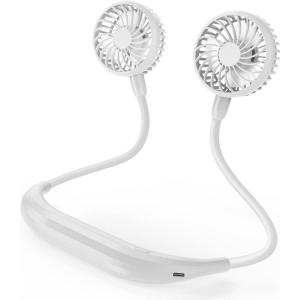 imageAMACOOL Neck Fan Battery Operated Neckband Fan HandFree Wearable Personal Fan for Hot Flashes Home Office Travel Outdoor Sports WhiteWhite