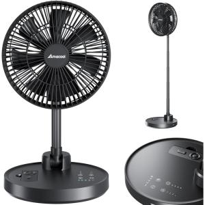 imageAMACOOL 10 Foldable Oscillating Fan 20000mAh Battery Operated with Remote ampamp Timer Height Adjustable Portable Standing Fan Quiet USB Output for Camping RV Picnic Home Office Outdoor20000mAh