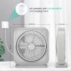 imageAMACOOL Table Fan 12 inch Box Fan with 3 Adjustable Speeds ampamp 8HRS Timer 270 Pivoting Quiet Air Circulator Desktop Fan for Bedroom Bathroom Kitchen Office AC Adapter IncludedBlackGrey