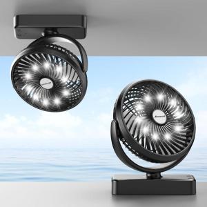 imageAMACOOL Magnetic Cruise Fan with 10000mAh Rechargeable Battery 35H Runtime 3 LED Light 3 Speeds Travel Fan Magnetically Hangs on Cabin Walls Ship Cabin Approved Cruise Essentials 2025NonOscillating