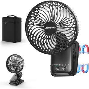 imageAMACOOL Magnetic Cruise Fan with 10000mAh Rechargeable Battery 35H Runtime 3 LED Light 3 Speeds Travel Fan Magnetically Hangs on Cabin Walls Ship Cabin Approved Cruise Essentials 2025AutoOscillating