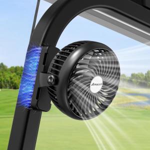 imageAMACOOL Magnetic Golf Cart Fan Compatible with EZGO Club Car Yamaha 5000mAh Rechargeable Portable Fan with 3 Powerful Wind Speeds 40HRS Running Golf Cart Essential Accessories5000mAh