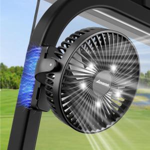 imageAMACOOL Magnetic Golf Cart Fan Compatible with EZGO Club Car Yamaha 5000mAh Rechargeable Portable Fan with 3 Powerful Wind Speeds 40HRS Running Golf Cart Essential Accessories10000mAh