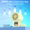 imageAMACOOL Portable Handheld Turbo Fan5 Speed Foldable Hand FansMax 20 Hours RuntimeRechargeable Mini Pocket Cooling Fan for Travel Outdoor Activities Gifts for WomenLight Green