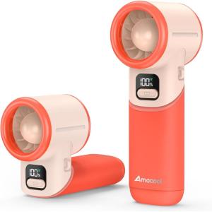 imageAMACOOL Portable Handheld Turbo Fan5 Speed Foldable Hand FansMax 20 Hours RuntimeRechargeable Mini Pocket Cooling Fan for Travel Outdoor Activities Gifts for WomenRed
