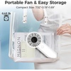 image:imageAMACOOL Portable Handheld Fan HighPower Motor 5Speed Wind 12 Hrs Cooling Ergonomic Comfort Handle 3000mAh Rechargeable Personal Fan for Travel Cruise Beach Gifts for Women Girl PinkWhite