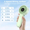 image:imageAMACOOL Portable Handheld Fan HighPower Motor 5Speed Wind 12 Hrs Cooling Ergonomic Comfort Handle 3000mAh Rechargeable Personal Fan for Travel Cruise Beach Gifts for Women Girl PinkGreen
