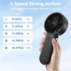image:imageAMACOOL Portable Handheld Fan HighPower Motor 5Speed Wind 12 Hrs Cooling Ergonomic Comfort Handle 3000mAh Rechargeable Personal Fan for Travel Cruise Beach Gifts for Women Girl PinkBlack
