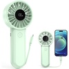 image:imageAMACOOL Portable Handheld Fan HighPower Motor 5Speed Wind 12 Hrs Cooling Ergonomic Comfort Handle 3000mAh Rechargeable Personal Fan for Travel Cruise Beach Gifts for Women Girl PinkGreen