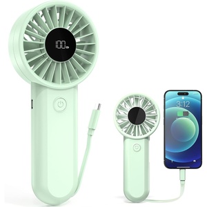 image:imageAMACOOL Portable Handheld Fan HighPower Motor 5Speed Wind 12 Hrs Cooling Ergonomic Comfort Handle 3000mAh Rechargeable Personal Fan for Travel Cruise Beach Gifts for Women Girl PinkGreen