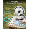 image:imageAMACOOL Transparent Folding Desk Fan Max 83Hrs Runtime 20000mAh 8 Inch Rechargeable Portable Fan for Travel 90 Oscillating 5 Speeds with Ambient Light 8H Timer for Cruise Camping RV Home